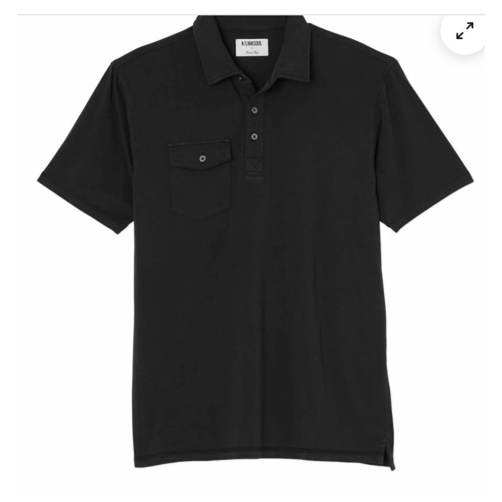 Linksoul Polo Shirt Mens XL Black Excellent Short Sleeve Pocket